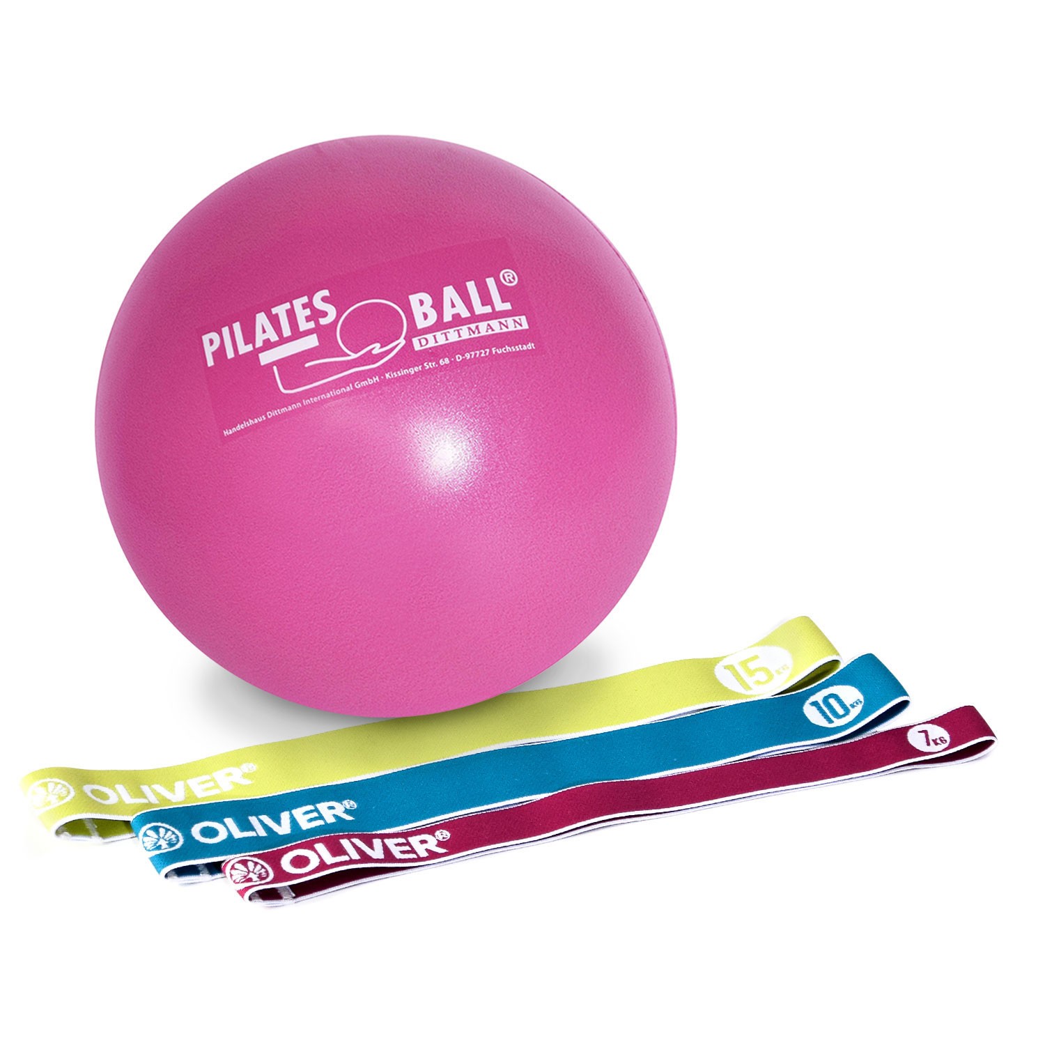 Oliver Tex-O Miniband 3er Set mit Pilatesball 26 cm ø Oliver Tex-O Miniband 3er Set mit Pilatesball 26 cm ø