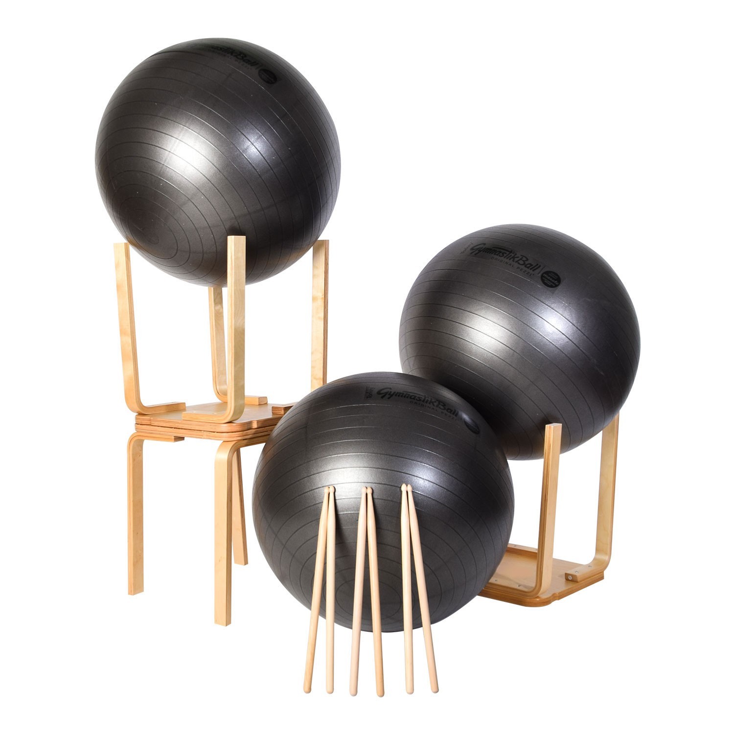 3er Drum it Fitness Kombi: Original Pezziball MAXAFE und Hocker 48cm